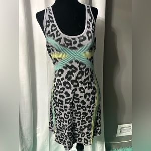 Fox Leopard Print Tank Dress with Mint and Yellow Accents